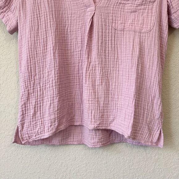 J. CREW V-Neck Double Gauze Popover Top #BI431 Light Purple / Pink - Picture 4 of 10